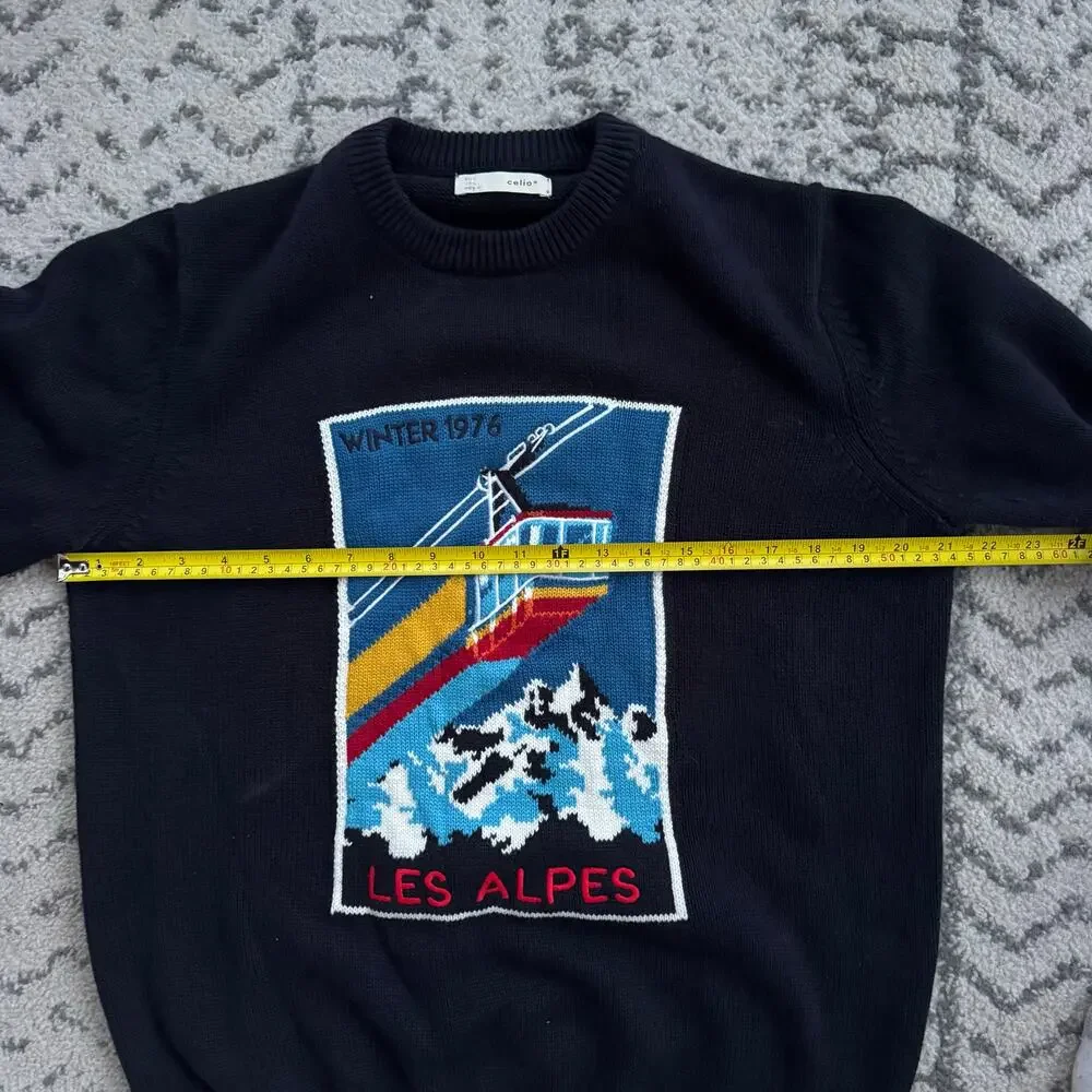 Celio Men’s Winter 1976 Les Alpes Ski Sweater Sz Large Navy